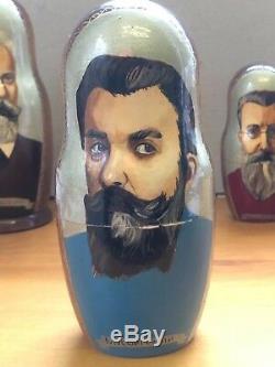 Large 8 signed Russian leaders nesting dolls 7 piece set