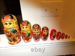 Large 9 1/2 Nesting Dolls 9 Dolls in All