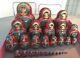 Large Hand Painted Glitter Lacquer Wood Russian Nesting Dolls Set Of 30 Signed