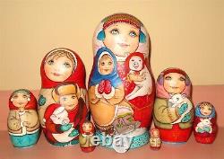Large Matryoshka Russian Nesting Dolls Unique Children Girl Boy 7 SILIVANOVA ART