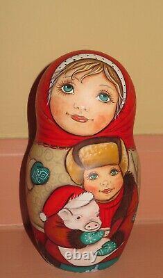 Large Matryoshka Russian Nesting Dolls Unique Children Girl Boy 7 SILIVANOVA ART