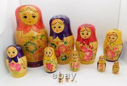 Large Russian 13 Piece Russian Matryoshka Nesting Doll Vintage 8 1/2 x 4 1/2
