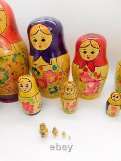 Large Russian 13 Piece Russian Matryoshka Nesting Doll Vintage 8 1/2 x 4 1/2