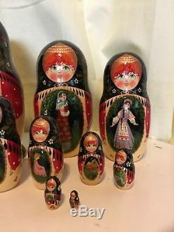Large Russian Matryoshka Nesting Doll (9 dolls) Signed Hand Painted Mockba 1996