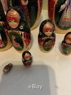 Large Russian Matryoshka Nesting Doll (9 dolls) Signed Hand Painted Mockba 1996
