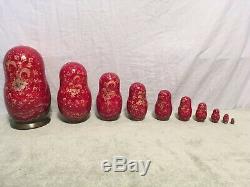 Large Russian Nesting Stacking Dolls St. Petersburg Russia 9 & 10 Dolls Signed
