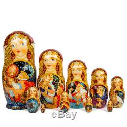 Large Russian Nesting dolls Matryoshka set 10 pcs. Hand painted in Russia 12'