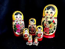 Large Traditional Russian Nesting Doll Matryoshka 9.25Wooden Hand Painted 7 Pcs