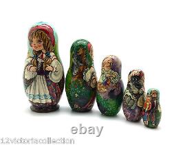Little Red Riding Hood Fairy Tale Nesting Doll Russian Handcrafted Collectable