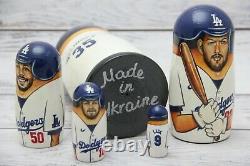 Los Angeles Dodgers Baseball MLB 7.08 Hand Painted Russian Sport Nesting Doll