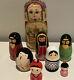 Lot 6 Sets Of Vtg -mod Wooden Russian, Japanese, Burka Nesting Dolls
