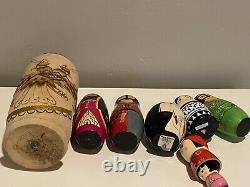 Lot 6 sets of Vtg -Mod Wooden Russian, Japanese, Burka Nesting dolls