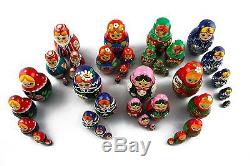 Lot 8 Matryoshka Russian Nesting Doll Wooden Puppe Poupee Babushka Gift 5 pcs