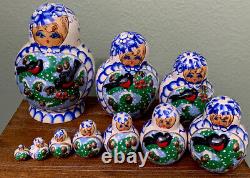 Lot Of 10 Russian Nesting Dolls Winter
