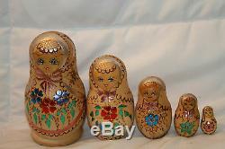 Lot Of 3 Sets Of Hand Painted Russian Stacking Nesting Dolls One Signed