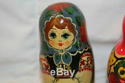 Lot Of 3 Sets Of Hand Painted Russian Stacking Nesting Dolls One Signed