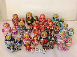 Lot of 18 New Hand Painted Russian Nesting Doll Matryoshka Sets 5 Piece Each