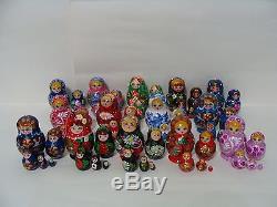 Lot of 18 New Hand Painted Russian Nesting Doll Matryoshka Sets 5 Piece Each