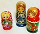 Lot Of Russian Nesting Dolls Red Navy Blue