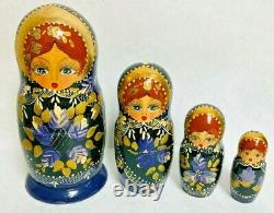 Lot of Russian Nesting Dolls Red Navy Blue