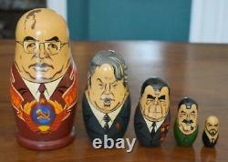 Lovely Vint Russian 5 Doll Matryoshka Nesting Doll Set #2 Russian World Leaders