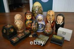 Lovely Vint Russian 5 Doll Matryoshka Nesting Doll Set #2 Russian World Leaders