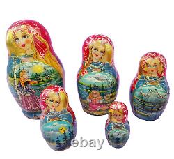 MATPEWKA Matryoshka Russian Nesting Dolls Set Handpainted Russia Princess Gold