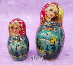 MATPEWKA Matryoshka Russian Nesting Dolls Set Handpainted Russia Princess Gold