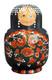 Matryoshka Nesting Dolls Wood Black W Red & Gold Flowers 12 Pieces