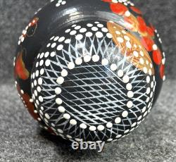 MATRYOSHKA Nesting Dolls Wood Black w Red & Gold Flowers 12 Pieces