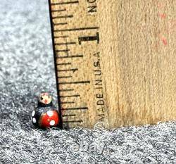 MATRYOSHKA Nesting Dolls Wood Black w Red & Gold Flowers 12 Pieces