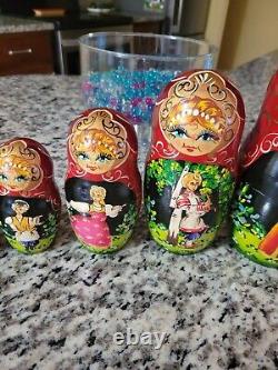M Vintage Fairytale Russian Nesting Dolls Wood. Choose! Signed matreshka