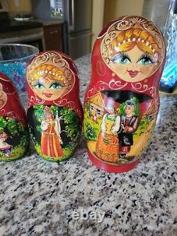 M Vintage Fairytale Russian Nesting Dolls Wood. Choose! Signed matreshka