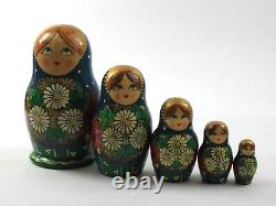 Made in Russia Ermakoba Matryoshka Babushka Nesting Dolls Set of 5 Vintage
