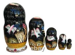 Mama Cat with Baby Kitten Russian Hand Carved Hand Painted UNIQUE Nesting Doll