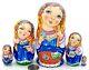 Martryoshka Vinogradova Tea Drinking Tradition Russian Nesting Dolls 5 Hand Made
