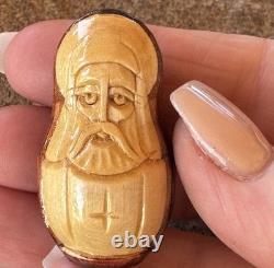 Mary Jesus Saints 5 Nesting Dolls Relief Carved USSR Artist Signed RARE Catholic