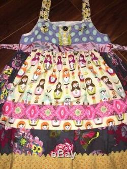 Matilda Jane Platinum Knot Dress Russian Nesting Dolls Size 6 EUC