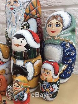 Matreshka 10 Russian Wooden Doll Handmade Nesting Dolls 10,63 in