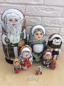 Matreshka 10 Russian Wooden Doll Handmade Nesting Dolls 10,63 in