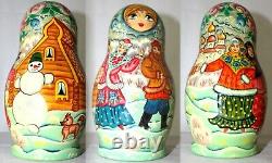Matrioshka Unique Russian Nesting Doll Joy of Russian Winter-10 Pieces