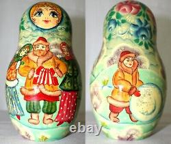 Matrioshka Unique Russian Nesting Doll Joy of Russian Winter-10 Pieces
