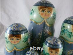 Matryoshka 10 Piece Hand Made Russian Nesting Doll Signed Nashnooka Krechet 10