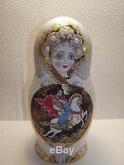 Matryoshka, 10 pieces, 12, Russian lacquer miniature, Palekh, exclusive, author
