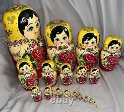 Matryoshka 13 Large Wooden Nesting Dolls PUSHKIN THEMED 20 PIECES Authentic