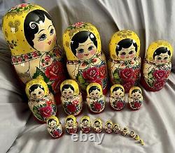 Matryoshka 13 Large Wooden Nesting Dolls PUSHKIN THEMED 20 PIECES Authentic