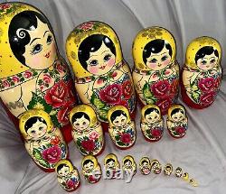 Matryoshka 13 Large Wooden Nesting Dolls PUSHKIN THEMED 20 PIECES Authentic