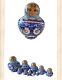 Matryoshka 15 Pc Nesting Dolls Wood Handmade Signed Russian Ceprueb Nocag Blue