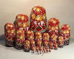 Matryoshka 30 pcs 18 Wooden Nesting Doll Christmas Gift Ukraine Folk Ornament