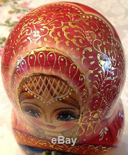 Matryoshka 7 Nesting Dolls Signed Russian Fairy Tale Beautiful Authentic